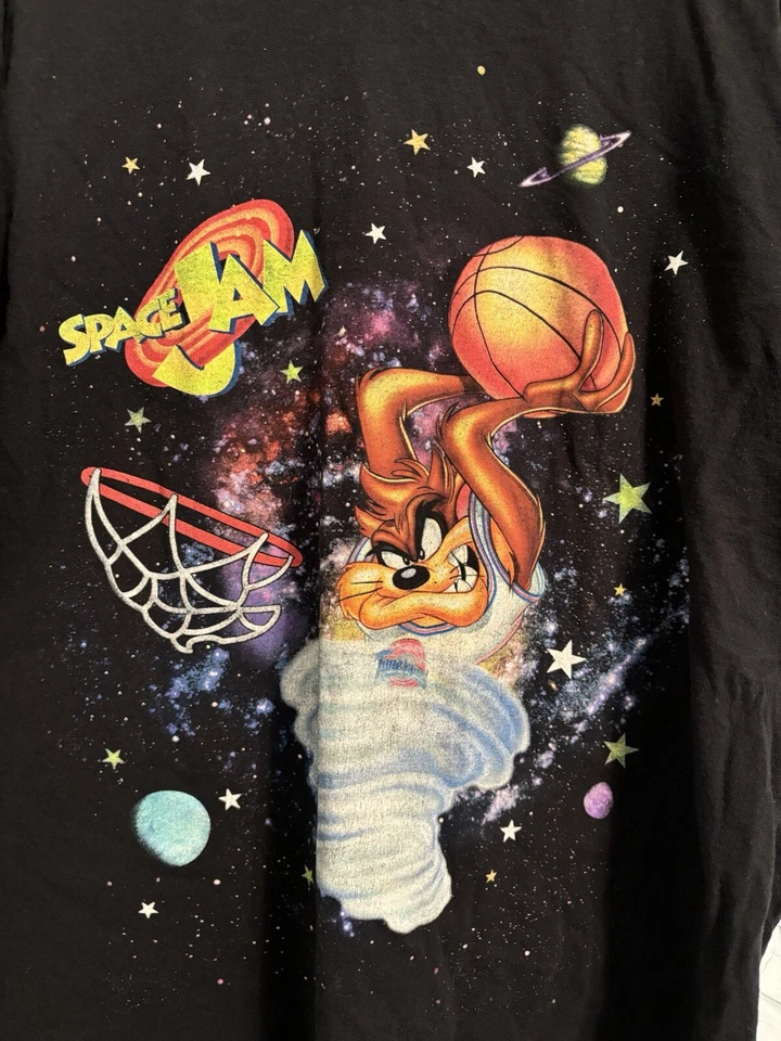 Vintage Space Jam Taz Dunking T-shirt - Black - Mens - XL - Image 2 of 4