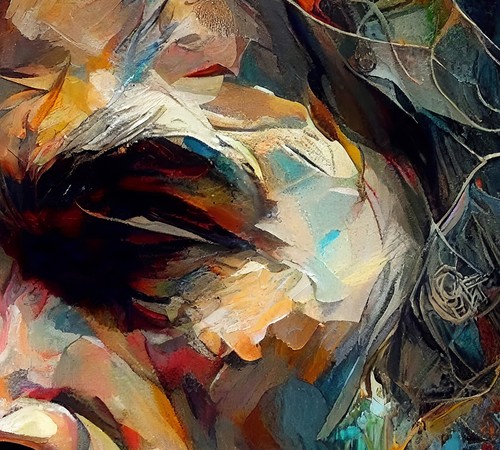 Expressive face of a bearded man, print of original oil painting 5" x 7" - Picture 5 of 8