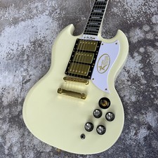Custom Shop SG Cream Electric Guitar Mahogany Body HHH Pickups Gold Parts