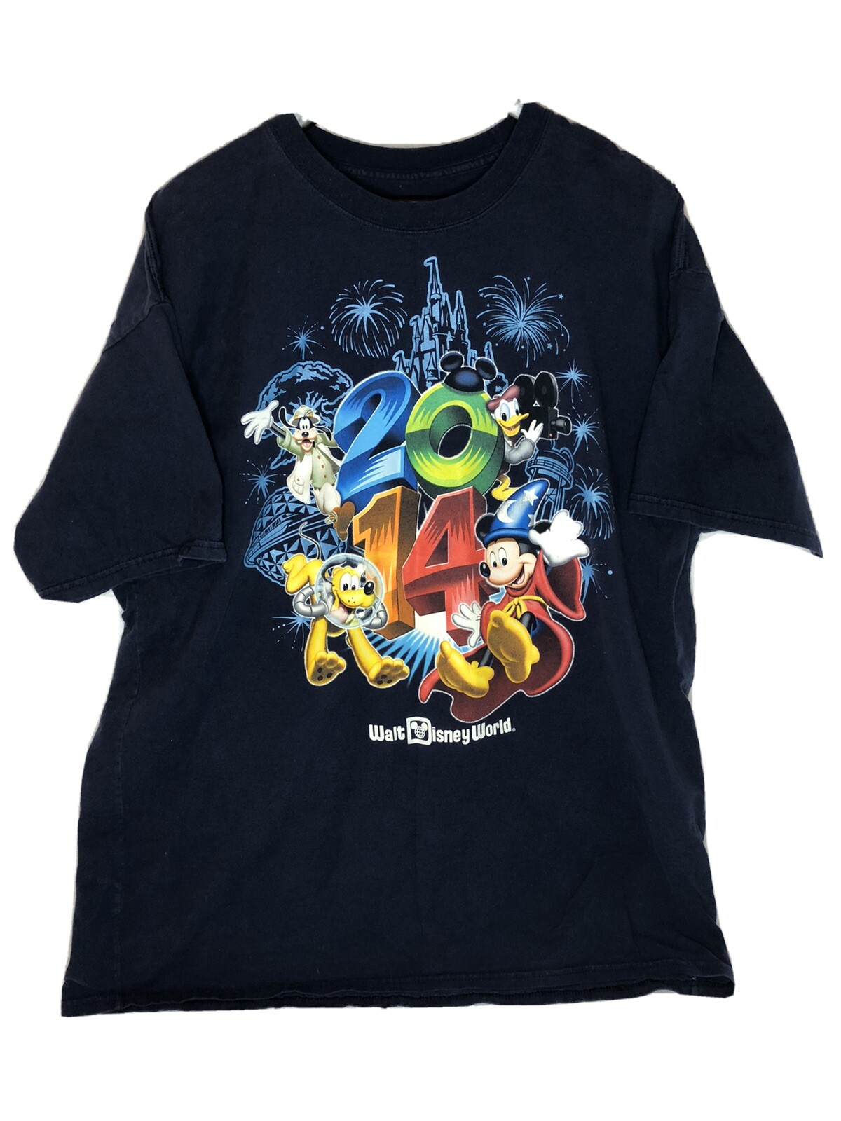 2014 Disneyland Resort Mickey Pluto Goofy Donald Graphic T-Shirt 2XL