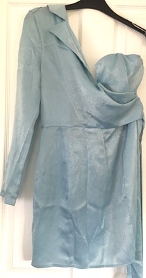 boohoo blue satin dress