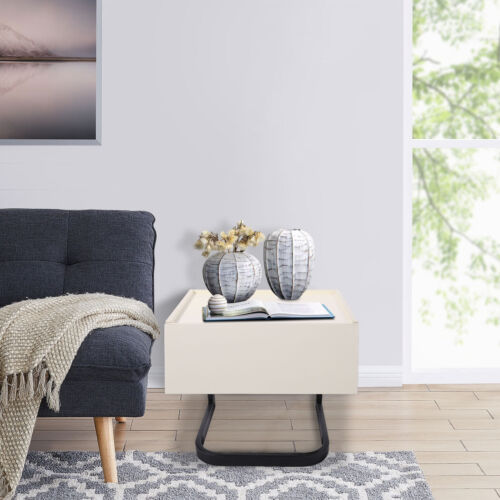 Mesita de noche moderna dormitorio mesa auxiliar con cajón rectangular mesita de noche - Imagen 5 de 24