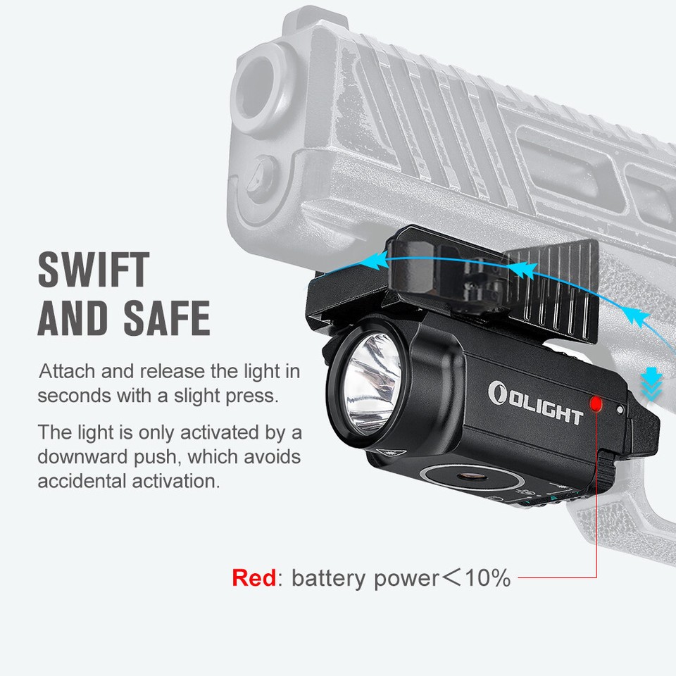 OLIGHT Baldr Mini 600 Lumens Tactical Light With P365 Rail Mount - Rechargeable Green Laser