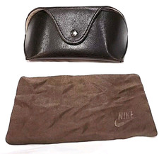 Nike Brown Leather Snap Sunglasses Case Cloth