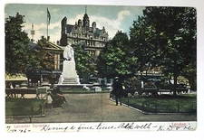 Postcard Leicester Square London England Landscaped Grounds Monument 1906