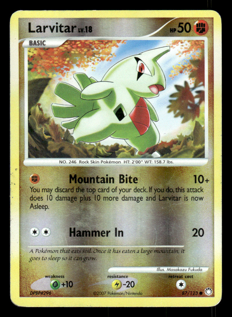 Larvitar 87/123 Reverse Holo Mysterious Treasures Pokémon Card