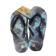 Boy's Blue Camouflage Flip Flops Small 11/12 Shower Shoe Summer Fun New W/tag