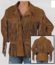 1980's Women Western Cowgirl Suede Jacket Fringe Leather Short Coats