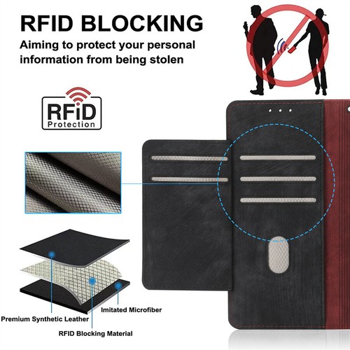 For Samsung A82 A51 A52 A32 A13 A72 Colorblock Zipper Wallet Case Phone Cover - Picture 9 of 17