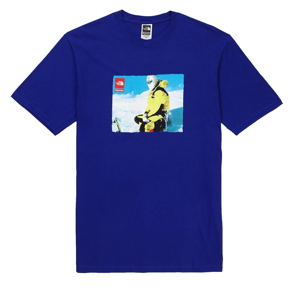 Neuf avec étiquettes T shirt logo Supreme The North Face bleu boîte photo homme FW18 L DS AUTHENTIQUE