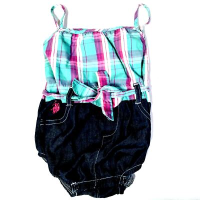 U.S. POLO ASSN. Plaid Romper SZ 12mo.
