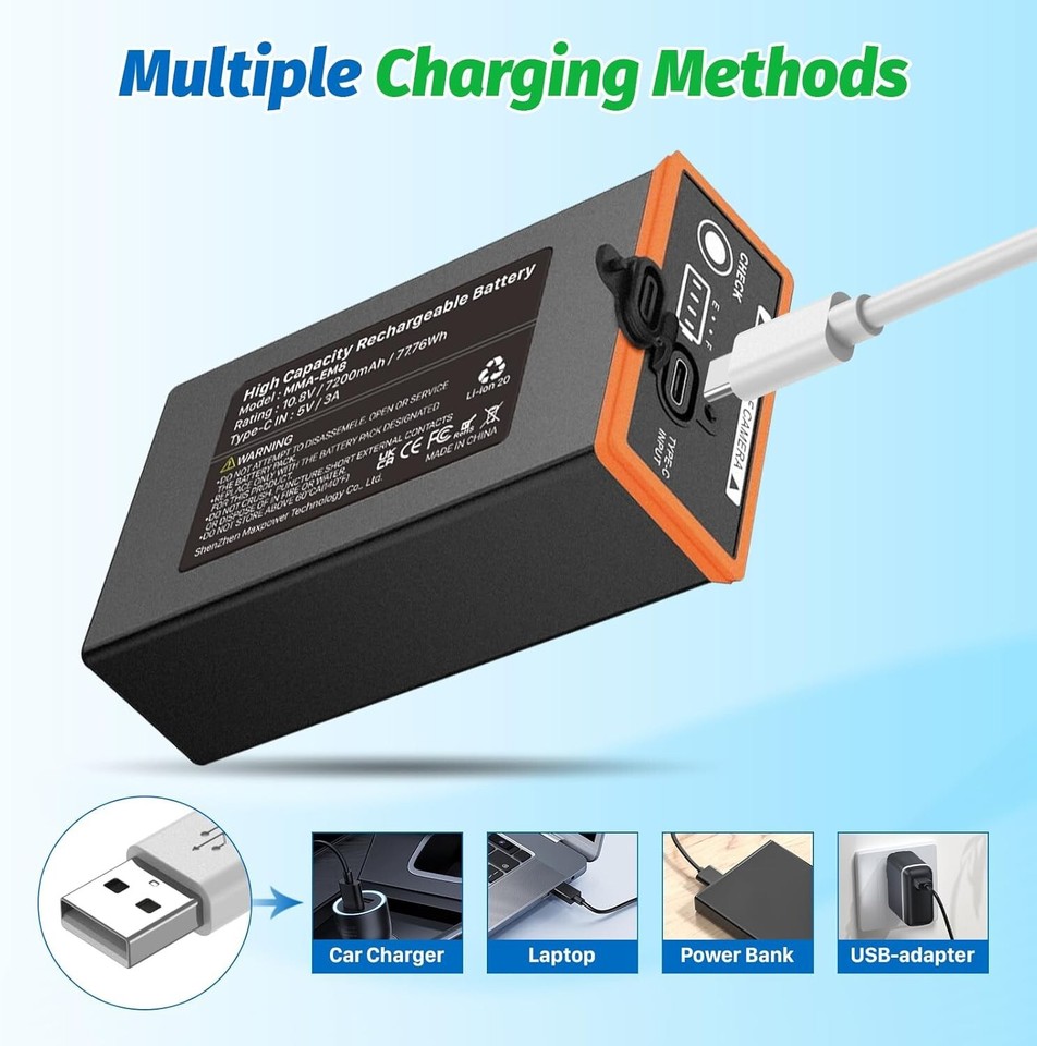 2 Pack Power Mag Rechargeable Battery For Moultrie Edge Trail Cameras – 5000mAh Lithium, Type-C Charging