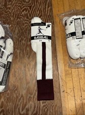 Lot Of 6 Men  s Vintage Baseball Stirrup Socks Maroon And White Made In USA R8
