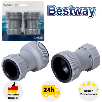 Bestway Flowclear Schlauchadapter Set für Ø38mm auf Ø32mm Schläuche 2x ...