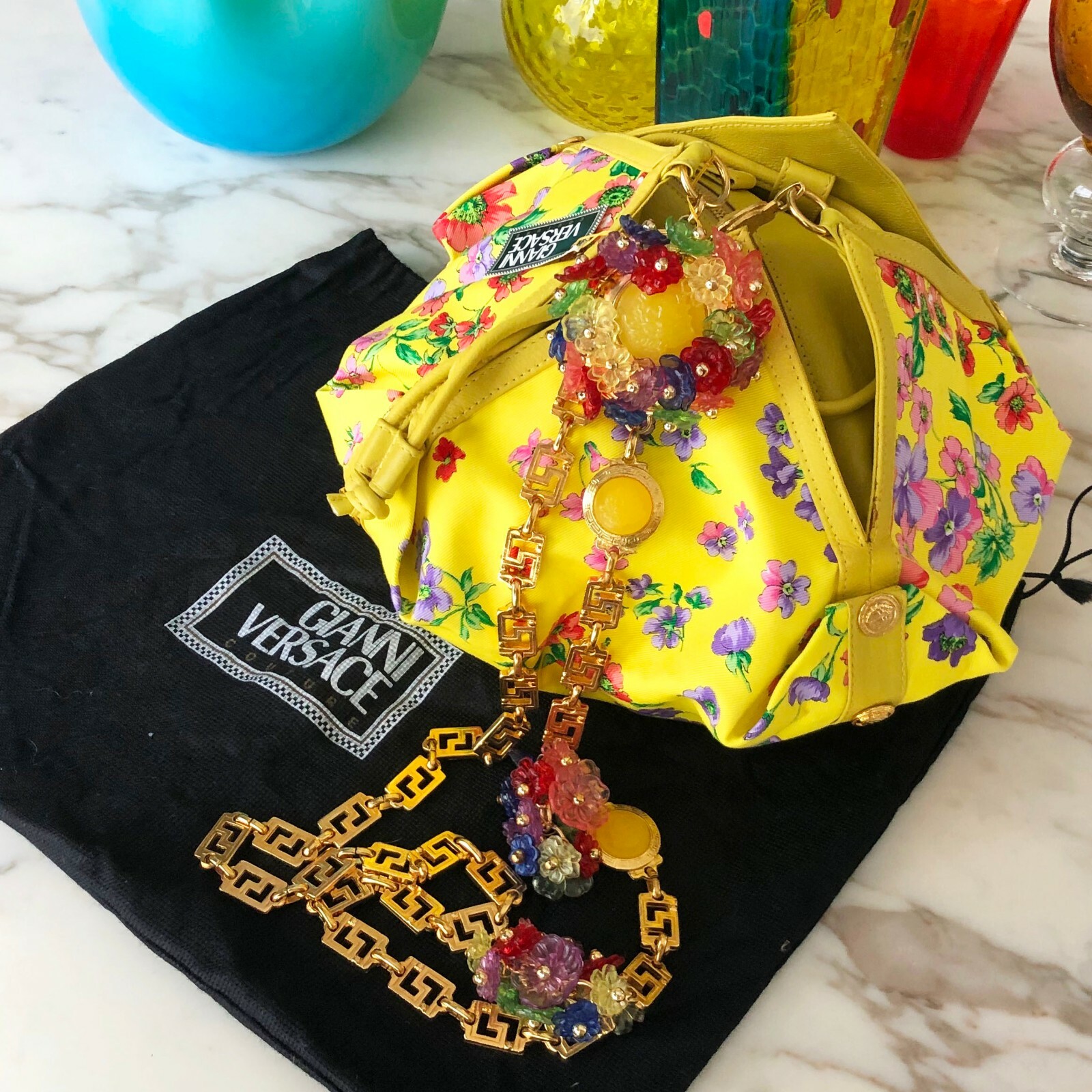 GIANNI VERSACE yellow Crossbody w/ chain from S/S 1993 Miami collection image 3