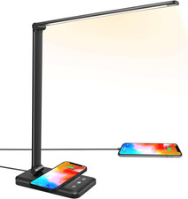 LED Desk Lamp with Wireless Charger, USB Char...