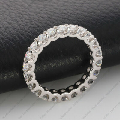 4,81 TCW Round Cut Moissanite Full Eternity Ehering 14K Weißgold plattiert