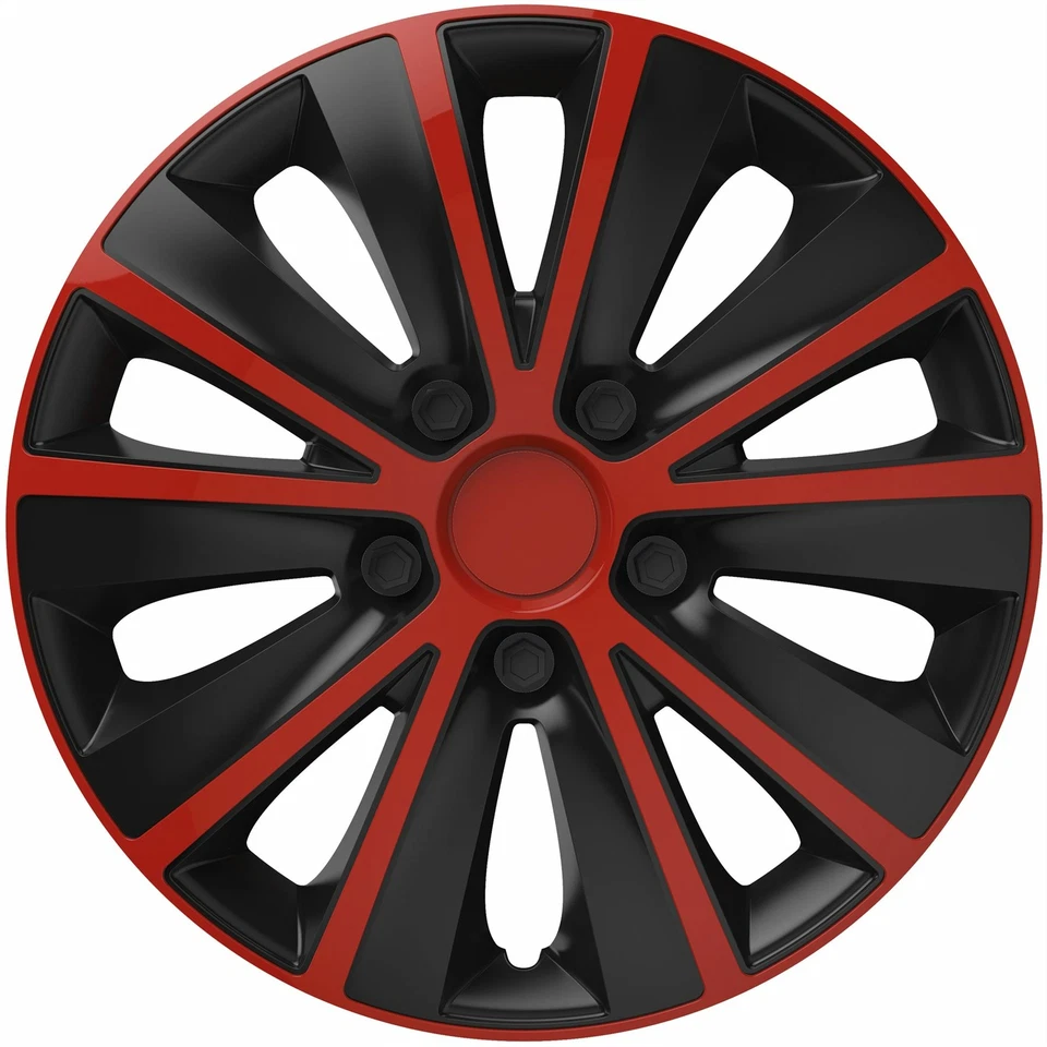 4 x Back & Red Wheel Trims Hub Caps 14" fits Citroen C1 C2 C3 C4 Saxo - Image 3 of 4