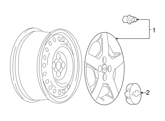 Tapacubos cubierta rueda cobalto GM Chevrolet 2005-2008 genuino 09595091 Foto 3 de 4