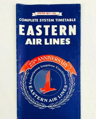 Eastern Air Lines July 1953 Fare Time Schedule Brochure Route Map Airplane *AL9