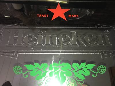 RARE Vintage HEINEKEN Beeco Mfg. MIRROR Foil BEER Bar SIGN Gold