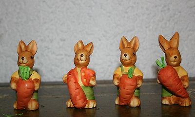 Ostern Hasen 4erSet  7 cm h x 3 cm d Osterhasen Mohrrüben Terracotta Dekoration