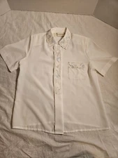 Vintage Christie & Jill Blouse Womens Embroidered Tulip Button 8P Grannycore