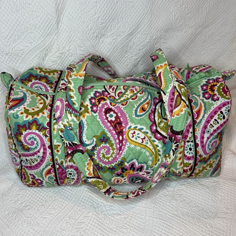Vera Bradley Tutti Frutti Green Large Weekend Travel Duffle Bag Carry