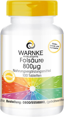 Folsäure 800Μg - Vegan & Hochdosiert - Folic Acid - Vitamin B9-100 Tabletten