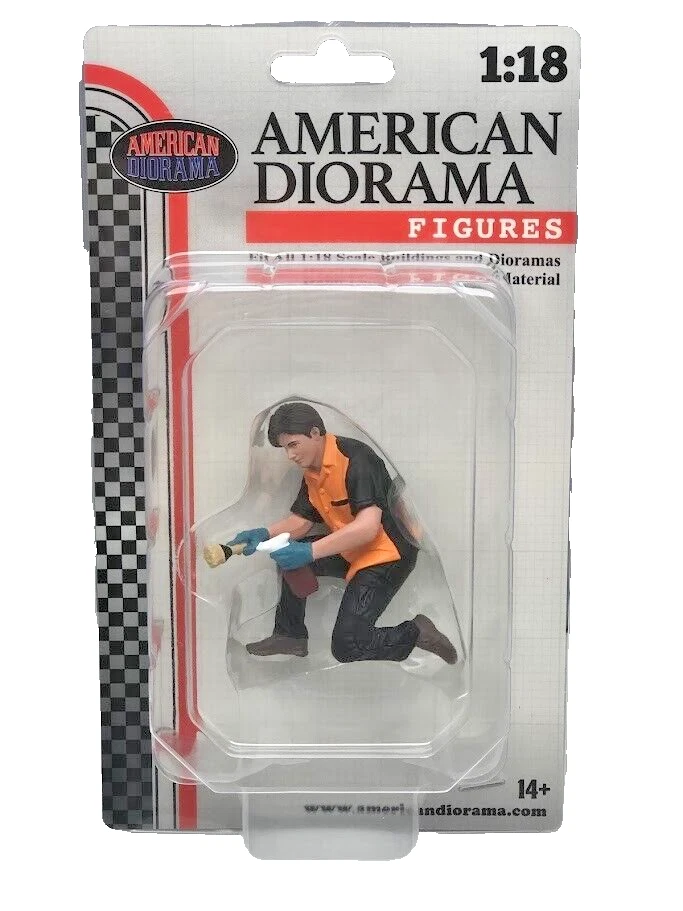 Vetrina Modello In Resina Per Pulizia Ruote Auto 1/18 American Diorama 18601 - Immagine 2 di 4