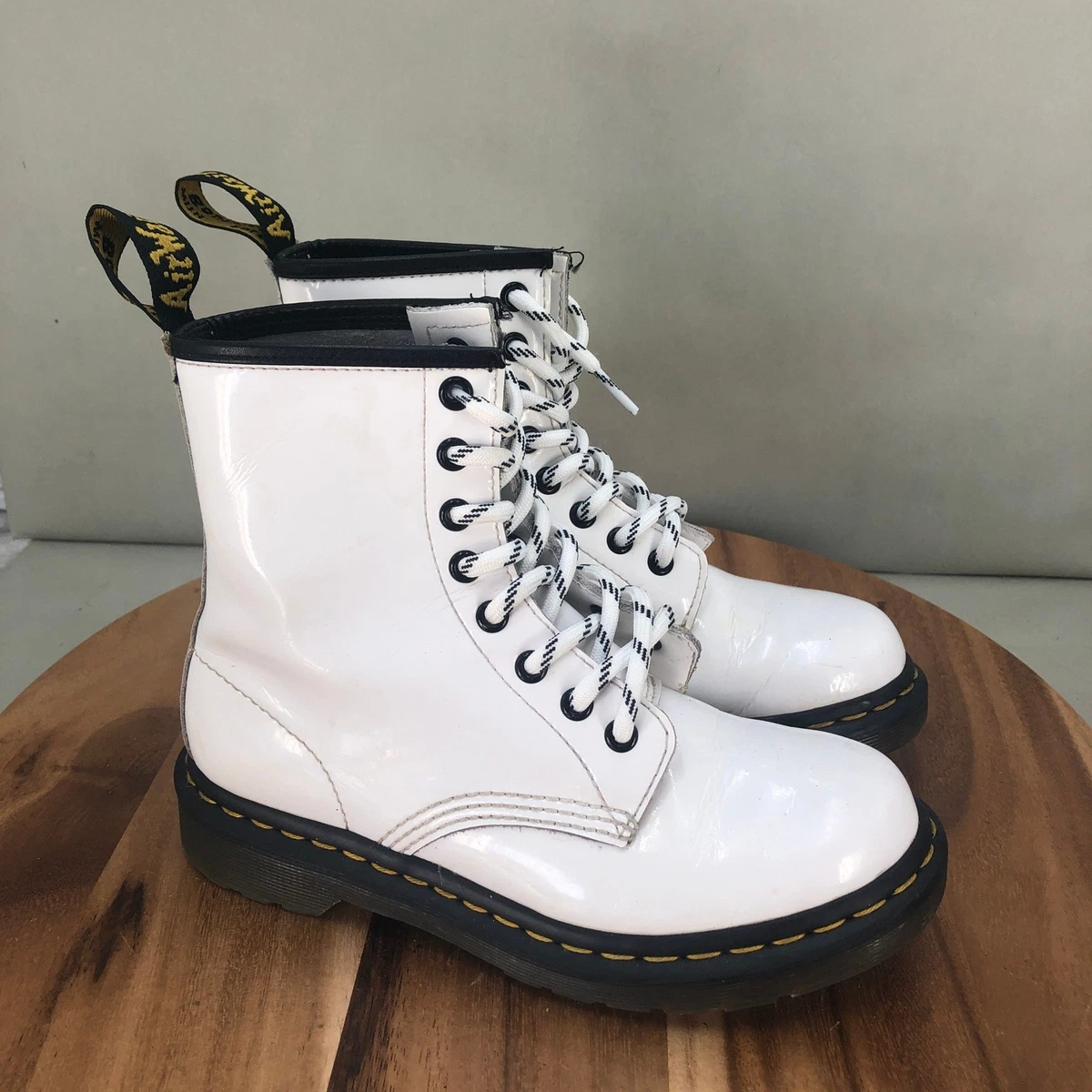 Patent Leather White Low (1-1.9 in) Heel Height Boots for 