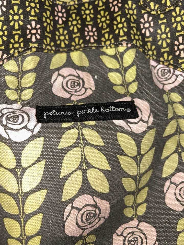 Petunia Pickle Bottom Pink/Green Paisley Floral Purse Diaper Bag with Change Pad - Image 2 of 4