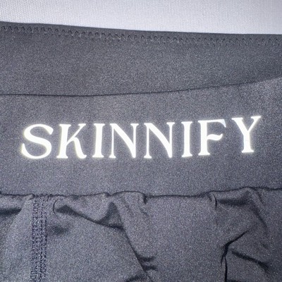 Skinnify Black Ruched Compression Leggings Womens S High Waist Stirrup