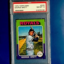 1975 GEORGE BRETT ROOKIE Topps #228 Mini Baseball Card PSA 8 NM-EX HOF  🐐ROYALS