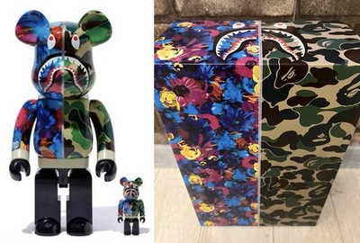 Medicom BE@RBRICK Bape Mika Ninagawa Camo Shark Green 400%,100