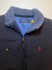 Polo Ralph Lauren Vest Men's Medium Blue Sherpa Hybrid Color Block Full Zip