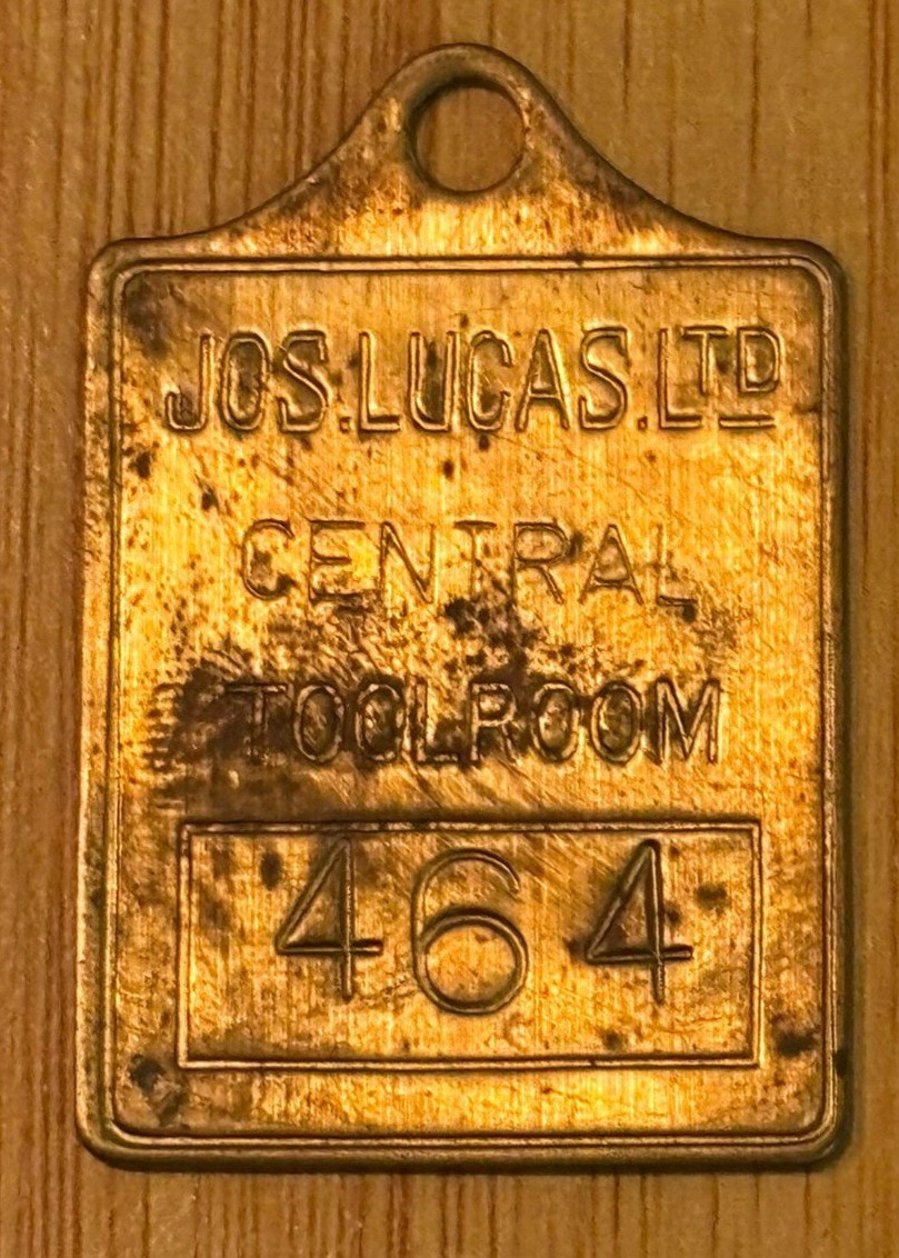Joseph Lucas -  Central Tool Room Brass Check Token - 1897–1951 – Classic Car