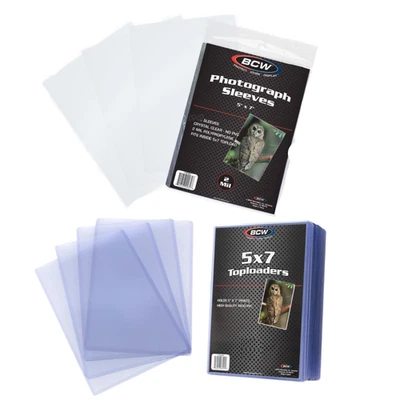 BCW 5x7 Toploaders + Soft Sleeves • 5 Rigid Holders & 5 Photo Protector Sleeves