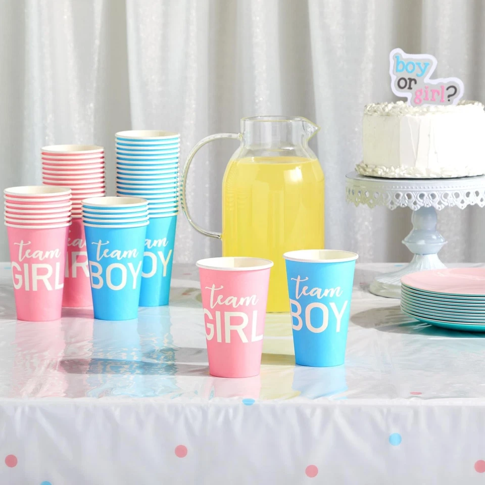 Paper Party Cups, Gender Reveal Supplies (12 oz, Pink and Blue, 50-Pack) - Image 3 of 4
