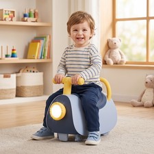 Kids Ride On Push Car with Headlight and Music, Under Seat Storage