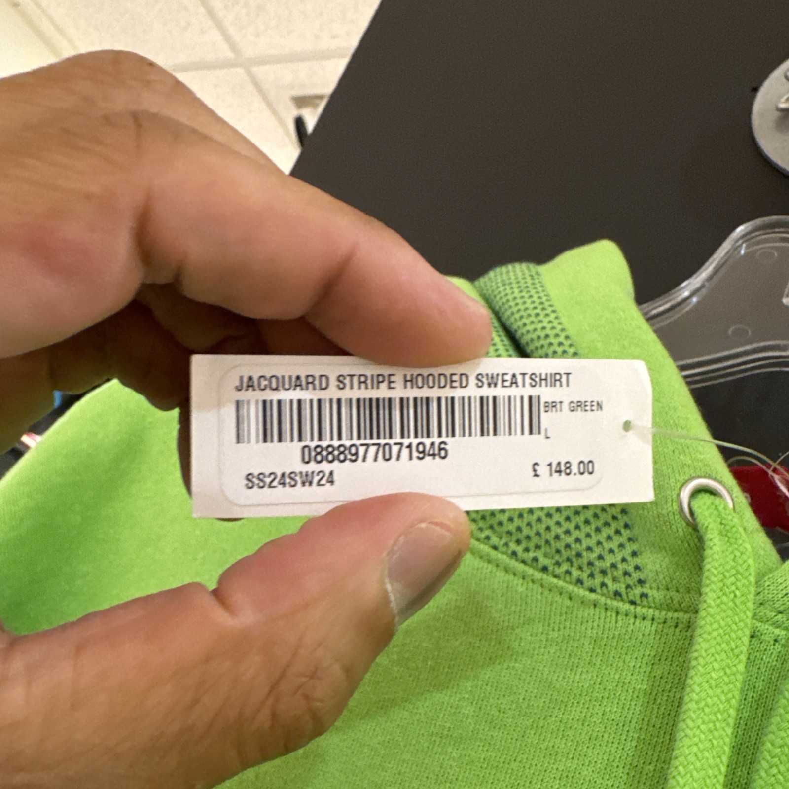 Supreme Jacquard Stripe Hoodie Bright Green Size Large thumbnail 3