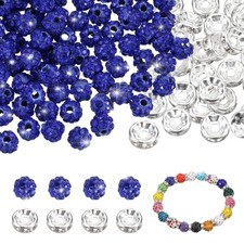 100 Pcs 6mm Rhinestone  Spacer Beads for Jewelry Making, Dark Blue