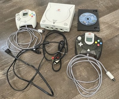 SEGA Dreamcast Console System Tested Working Controllers (2) & Cables, Game Lot