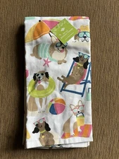 Dogs Doggie Beach Day Set Of 2 Kitchen Towels, Corgis Dachshund Ritz NWT