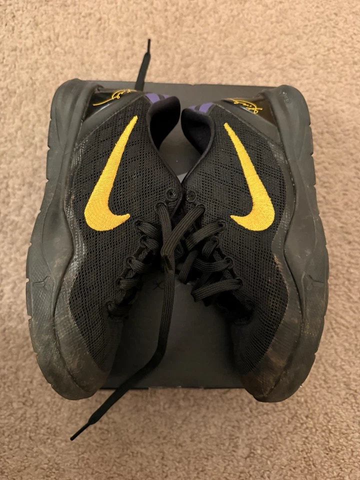 Size 13C - Nike Kobe 8 Lakers Away PS Kids Shoes FN0267-002 Black Purple - Image 2 of 4