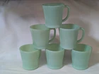 6 Vintage Fire King Jadeite Coffee Mugs D Handle One With Small Flea Bite