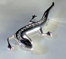 Clyde Duneier 4.58g 14k White Gold Diamond Lizard Gecko Brooch Pin VTG Sign CID