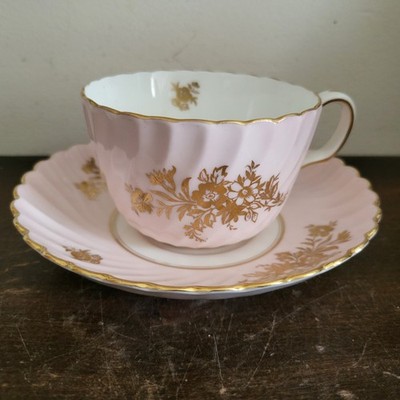 Minton England Porcelain Minuet Pink Cup And Saucer Gold