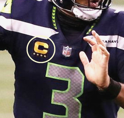 2025 NFC TITLE 4-    FOUR-STAR (stick-on) SEAHAWKS-BLUE CAPTAIN'S GOLD-C PATCH
