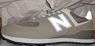 New Balance 574 Gray Suede Mesh Low Top Sneakers Lace Up Rubber Solid